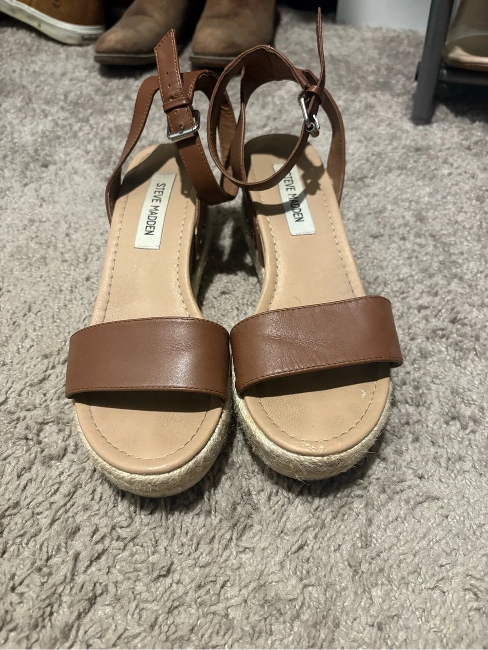Steve Madden Tan/Brown Espadrille Ankle-Strap Sandals